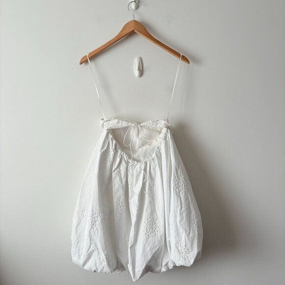 Zara Strapless Bubble Cotton Poplin Mini Dress White Size Medium Blogger Fav - Picture 10 of 11